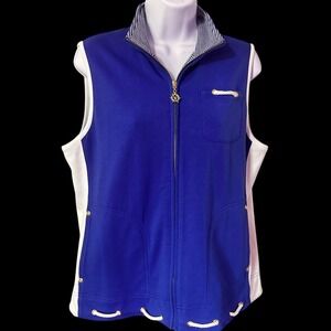 D&D Lifestyles Nautical Boating Themed Blue/White Vest Rope Accent No Tag Sz. XL